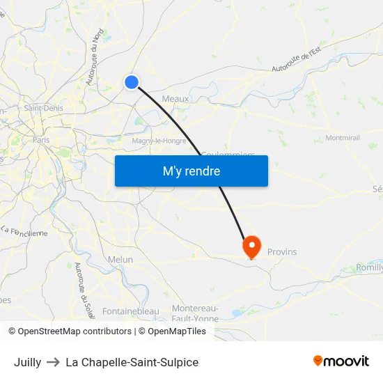 Juilly to La Chapelle-Saint-Sulpice map