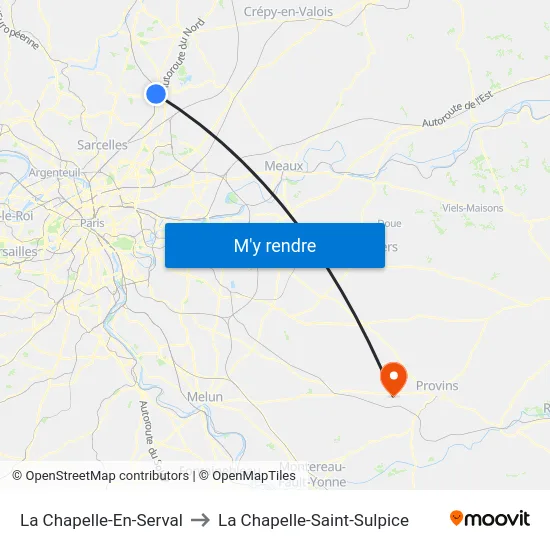 La Chapelle-En-Serval to La Chapelle-Saint-Sulpice map