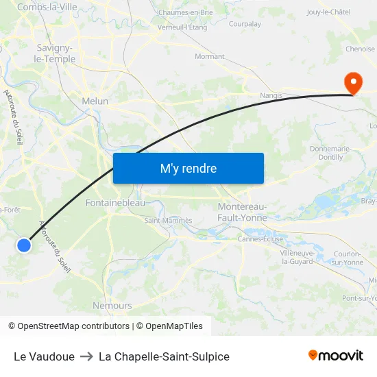 Le Vaudoue to La Chapelle-Saint-Sulpice map