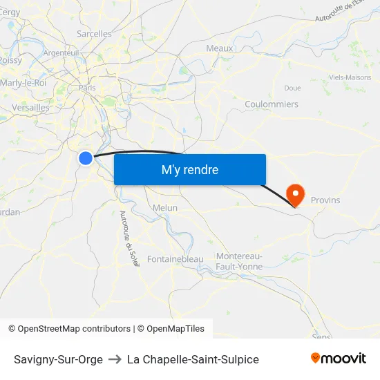 Savigny-Sur-Orge to La Chapelle-Saint-Sulpice map