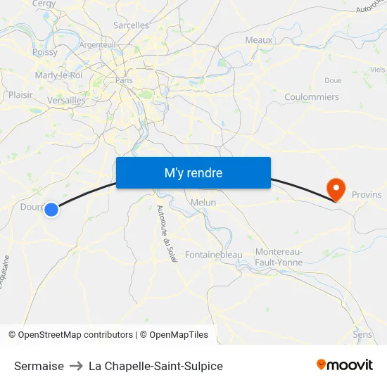 Sermaise to La Chapelle-Saint-Sulpice map