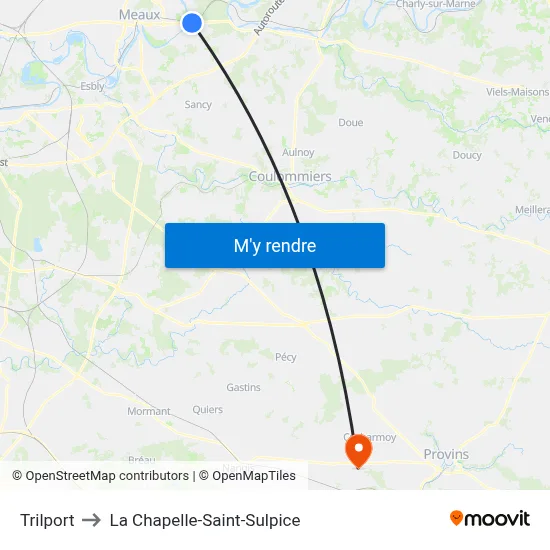 Trilport to La Chapelle-Saint-Sulpice map