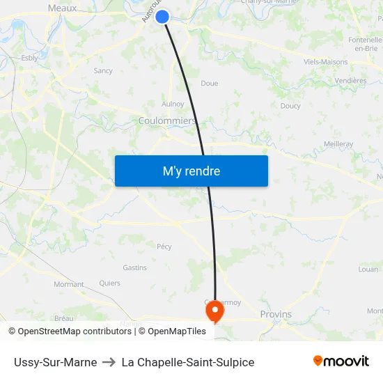 Ussy-Sur-Marne to La Chapelle-Saint-Sulpice map