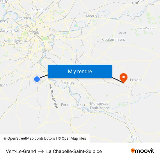 Vert-Le-Grand to La Chapelle-Saint-Sulpice map