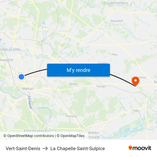 Vert-Saint-Denis to La Chapelle-Saint-Sulpice map