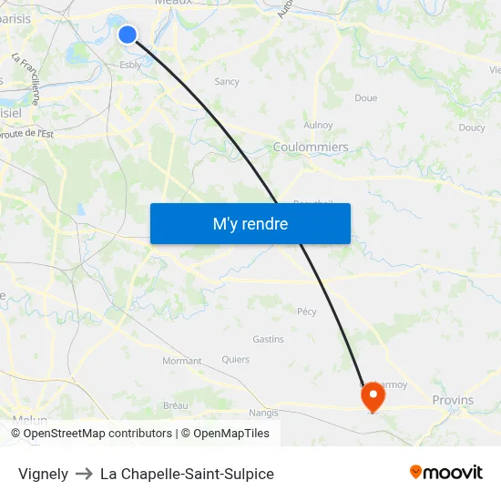 Vignely to La Chapelle-Saint-Sulpice map