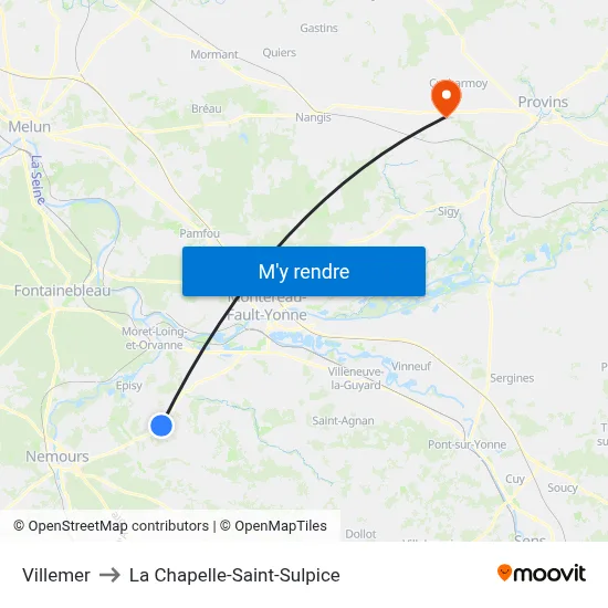 Villemer to La Chapelle-Saint-Sulpice map