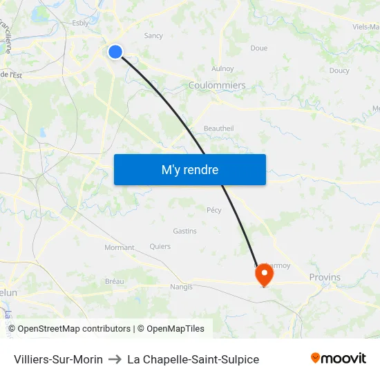 Villiers-Sur-Morin to La Chapelle-Saint-Sulpice map