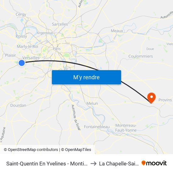 Saint-Quentin En Yvelines - Montigny-Le-Bretonneux to La Chapelle-Saint-Sulpice map