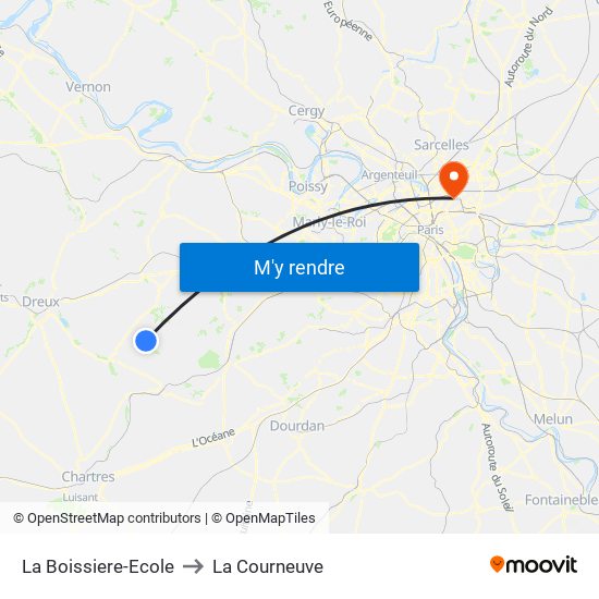 La Boissiere-Ecole to La Courneuve map