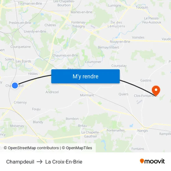 Champdeuil to La Croix-En-Brie map