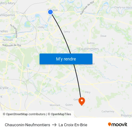 Chauconin-Neufmontiers to La Croix-En-Brie map