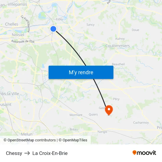 Chessy to La Croix-En-Brie map