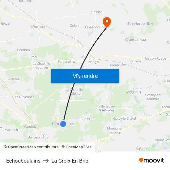 Echouboulains to La Croix-En-Brie map