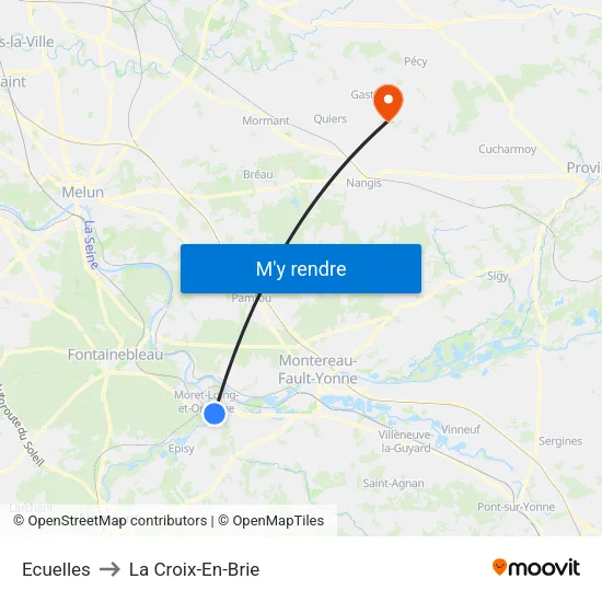 Ecuelles to La Croix-En-Brie map