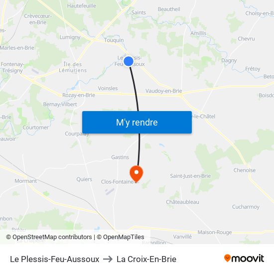 Le Plessis-Feu-Aussoux to La Croix-En-Brie map