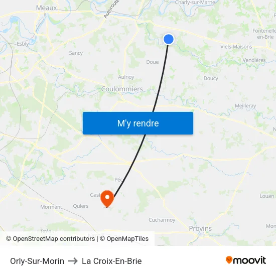 Orly-Sur-Morin to La Croix-En-Brie map