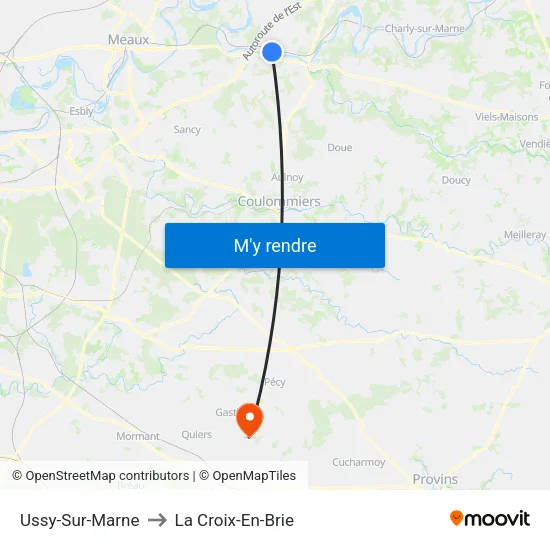 Ussy-Sur-Marne to La Croix-En-Brie map