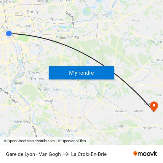 Gare de Lyon - Van Gogh to La Croix-En-Brie map