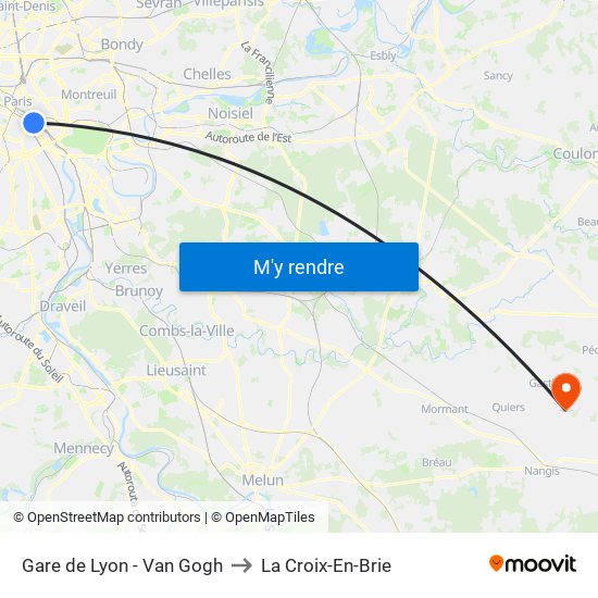 Gare de Lyon - Van Gogh to La Croix-En-Brie map