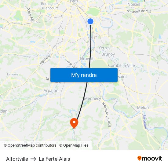 Alfortville to La Ferte-Alais map