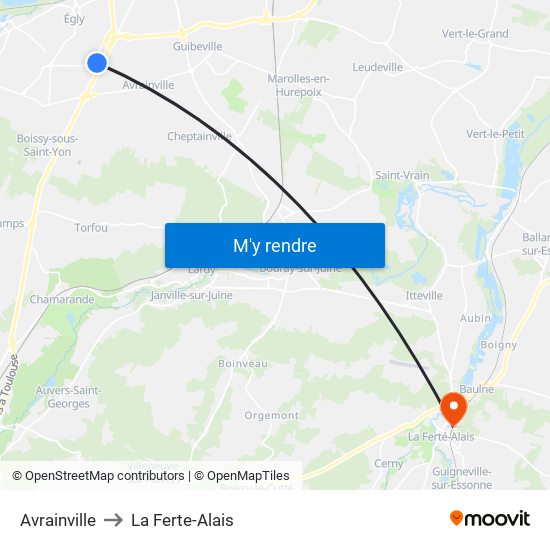 Avrainville to La Ferte-Alais map