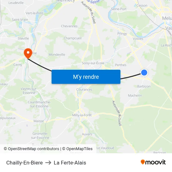 Chailly-En-Biere to La Ferte-Alais map