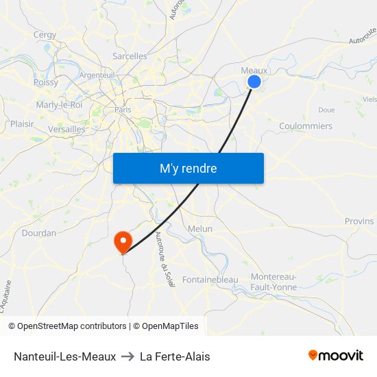 Nanteuil-Les-Meaux to La Ferte-Alais map