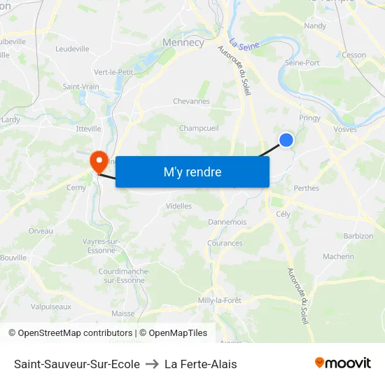 Saint-Sauveur-Sur-Ecole to La Ferte-Alais map