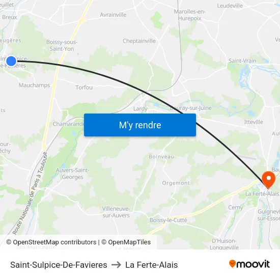 Saint-Sulpice-De-Favieres to La Ferte-Alais map
