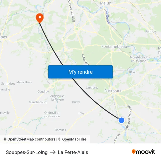Souppes-Sur-Loing to La Ferte-Alais map