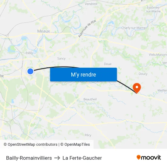 Bailly-Romainvilliers to La Ferte-Gaucher map