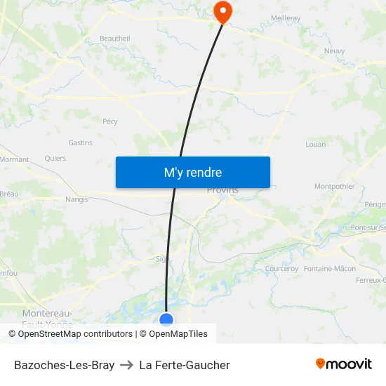 Bazoches-Les-Bray to La Ferte-Gaucher map