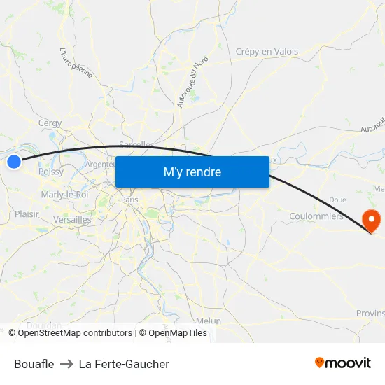 Bouafle to La Ferte-Gaucher map