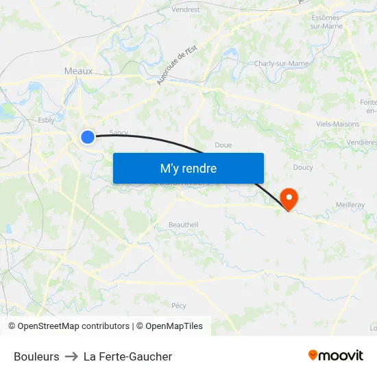 Bouleurs to La Ferte-Gaucher map