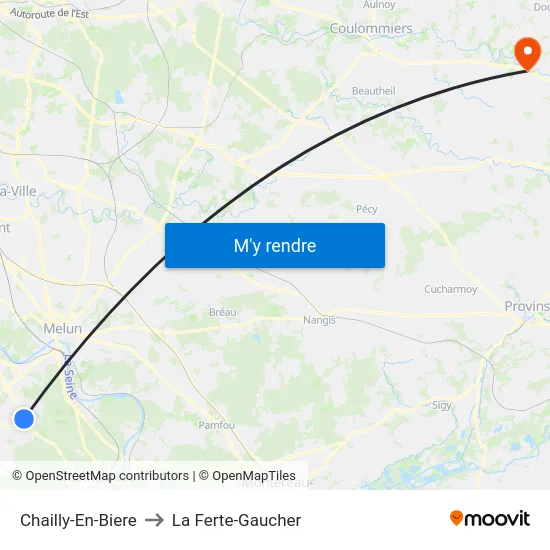 Chailly-En-Biere to La Ferte-Gaucher map