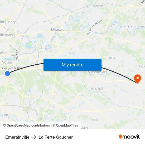 Emerainville to La Ferte-Gaucher map