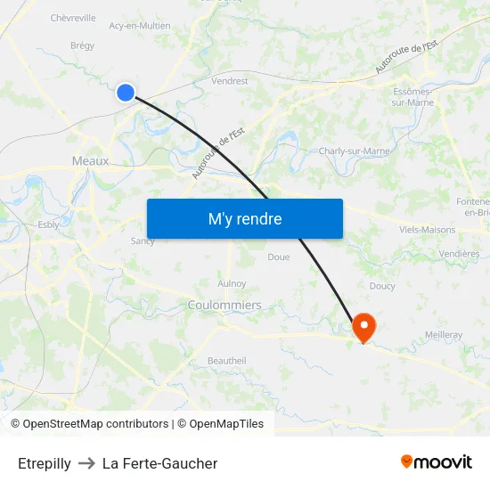 Etrepilly to La Ferte-Gaucher map