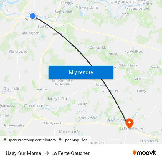 Ussy-Sur-Marne to La Ferte-Gaucher map