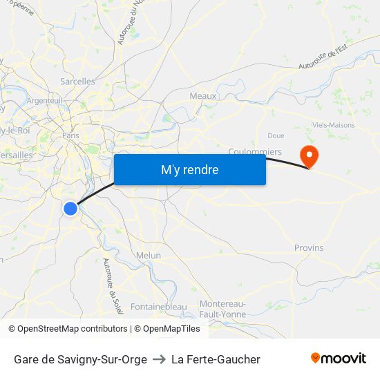 Gare de Savigny-Sur-Orge to La Ferte-Gaucher map