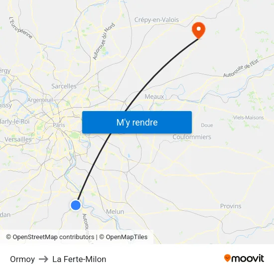 Ormoy to La Ferte-Milon map