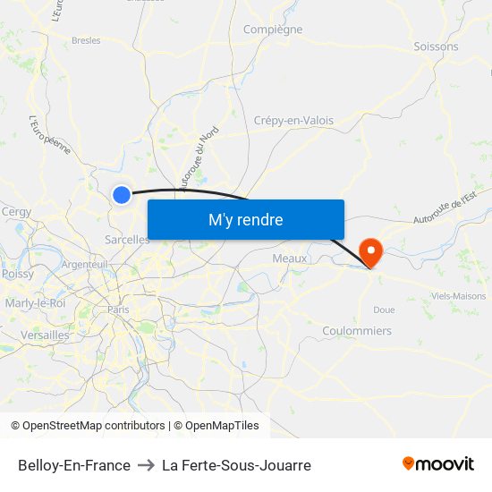 Belloy-En-France to La Ferte-Sous-Jouarre map