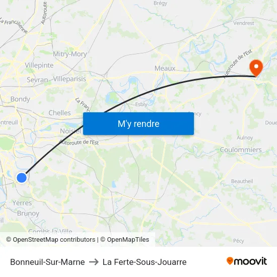 Bonneuil-Sur-Marne to La Ferte-Sous-Jouarre map