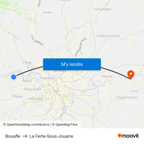 Bouafle to La Ferte-Sous-Jouarre map