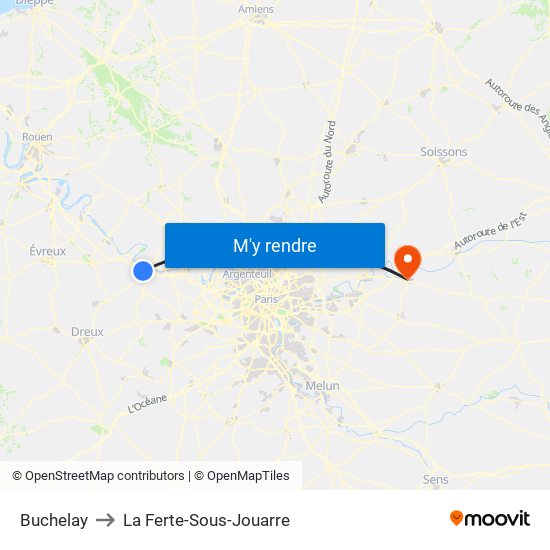 Buchelay to La Ferte-Sous-Jouarre map