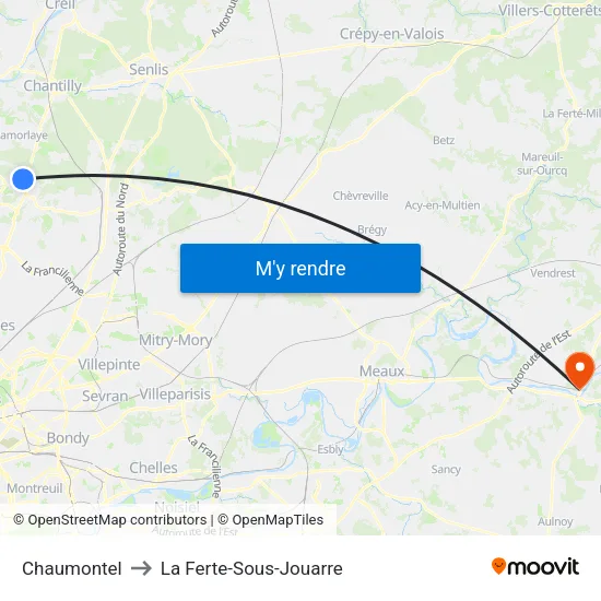 Chaumontel to La Ferte-Sous-Jouarre map