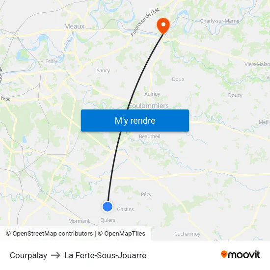 Courpalay to La Ferte-Sous-Jouarre map