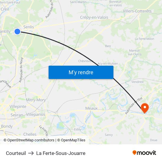 Courteuil to La Ferte-Sous-Jouarre map