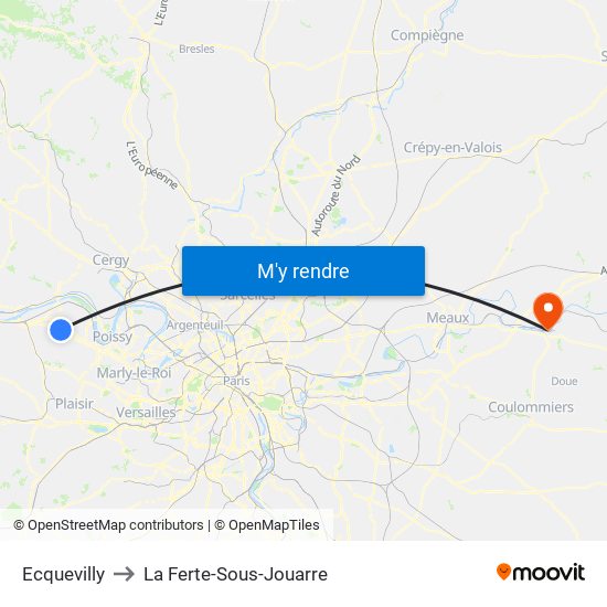 Ecquevilly to La Ferte-Sous-Jouarre map