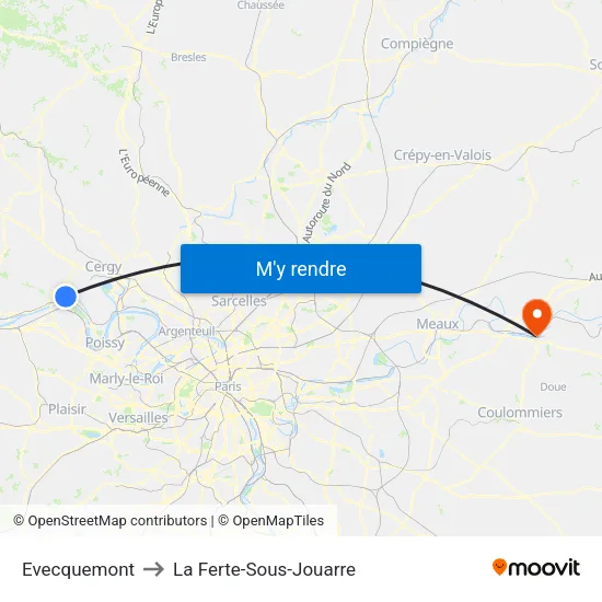 Evecquemont to La Ferte-Sous-Jouarre map